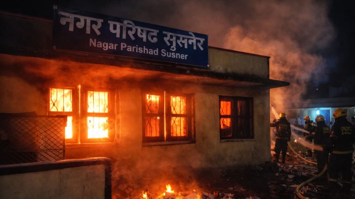 सुसनेर नगर परिषद कार्यालय में भीषण आग